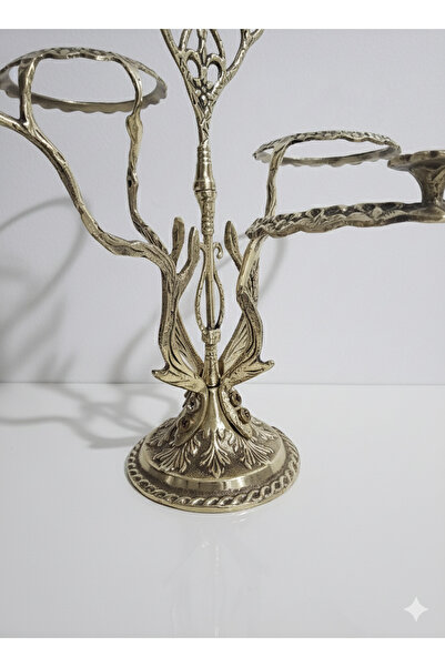 Zinnun Authentic Brass Cast 4-Chamber Serving Plate Snack Bowl