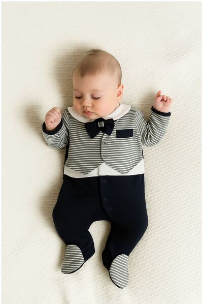 LUMMY BABY Erkek Bebek Tulumu Papyonlu Şık Özel Günlere Uygun Hediyelik 0-9 Ay