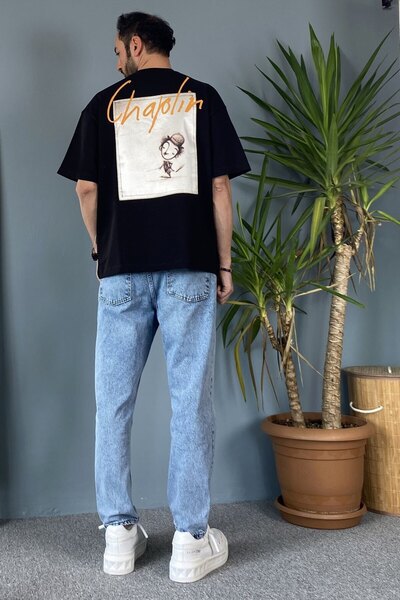 Alışveriş Sokağı Μπλουζάκι Van Gogh με τύπωμα με λαιμόκοψη oversized μαύρο