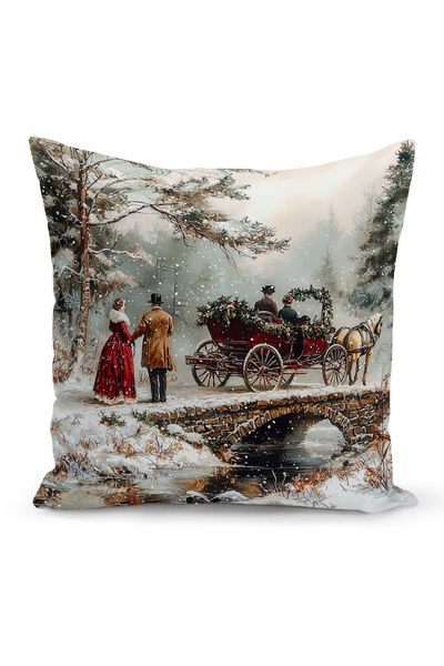 Bertille Home Yılbaşı Serisi Çift Tarafı Dijital Baskılı Kırlent Kılıfı (Chri...