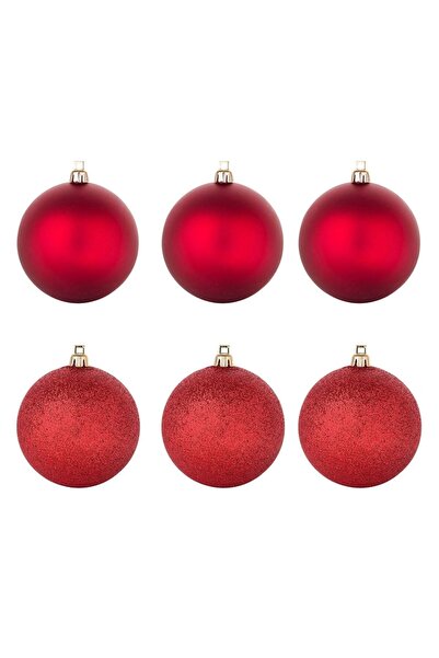 OEM Christmas Bauble Set, Glitter, Matte Red, 3 cm, 20 pcs