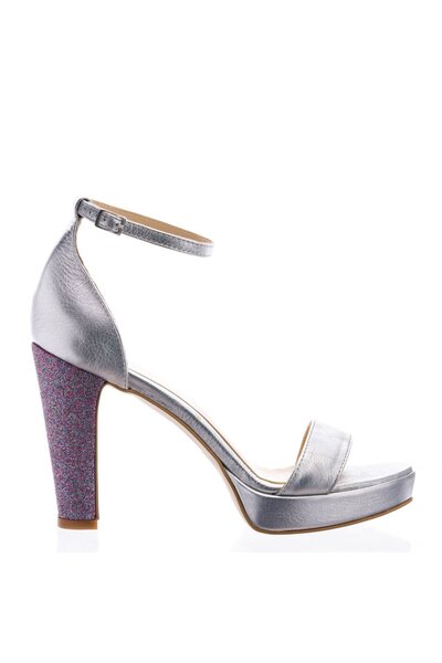 Vanilla Days Tocuri joase argintii Vienna, din piele