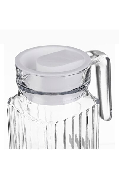 OEM Glass pitcher with stripe pattern & plastic lid 1.1 L