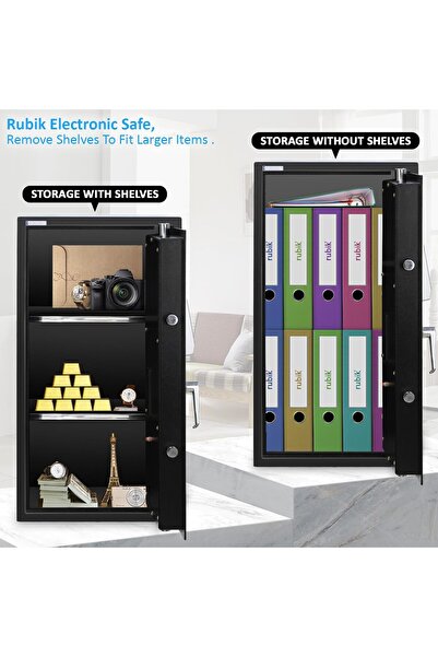 RUBIK Safe Box Large with Digital Keypad and Key Lock 30.5kg (75x40x40cm) RB75EG Black