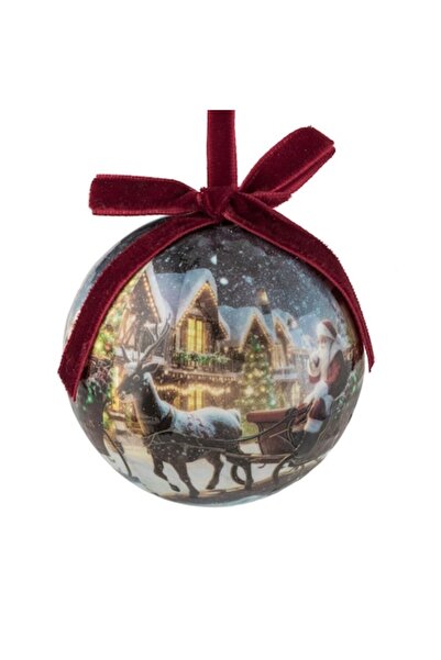 OEM Vintage Christmas Bauble - Santa with Sleigh, Ø7.5 cm