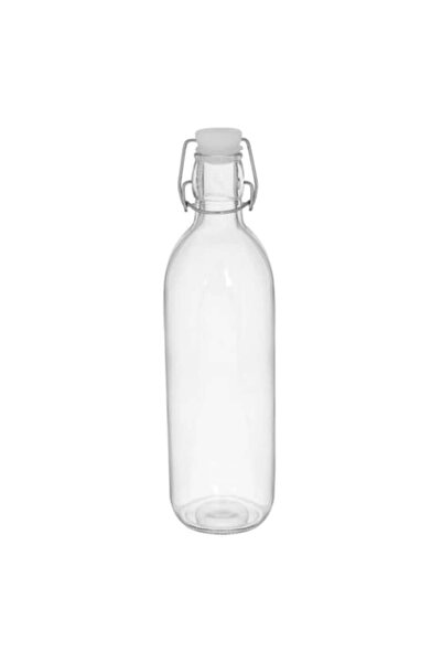 OEM Transparent glass water bottle with white cap 1L