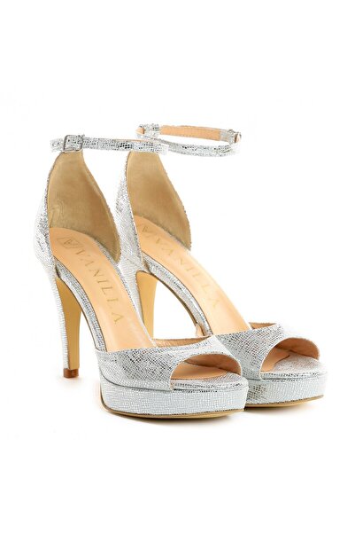 Vanilla Days Tocuri Oslo din piele cu imprimeu de șarpe argintiu și toc subți...