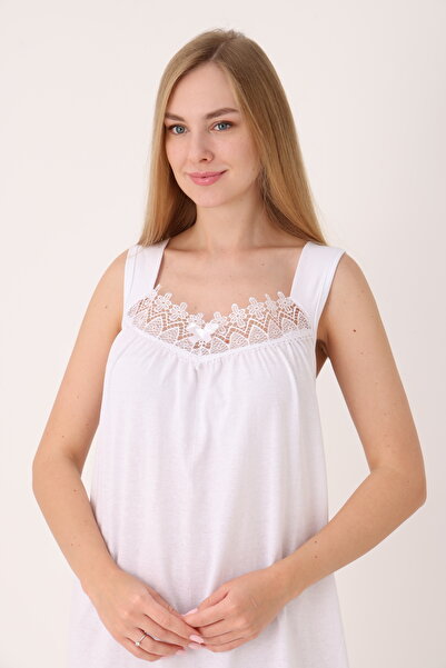 YASAR UNDERWEAR Women's Lace Wide Strap Patterned Cotton Nightgown