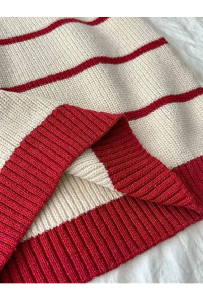 MOONBULL    Women's Polo Neck Striped Knitwear Sweater