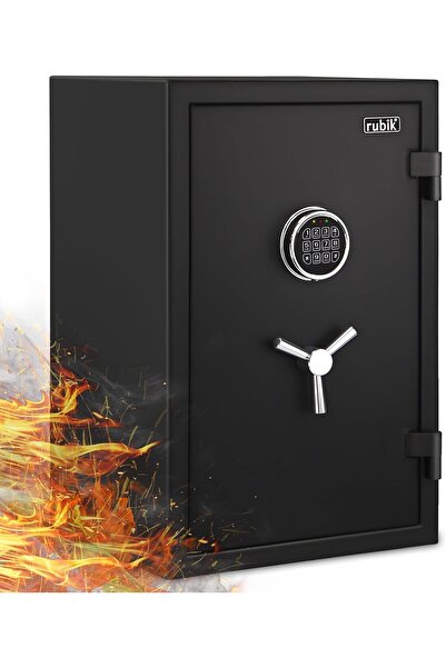 RUBIK Fireproof Safe Box with Digital Keypad and Key Lock RBFP66 (66x43x35 cm) - Black