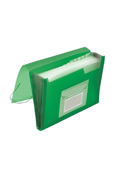 Q-Connect plastic folder, 330 x 240 x 30 mm, with 13 compartments and corner elastic, green
