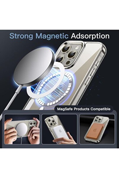 GREEN-Y Magnetic case for iPhone 15 Pro Max - Anti-scratch protective cover with MagSafe wireless charging support - Clear