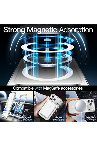 GREEN-Y Magnetic case for iPhone 17 Pro Max - Anti-scratch protective cover with MagSafe wireless charging support - Clear
