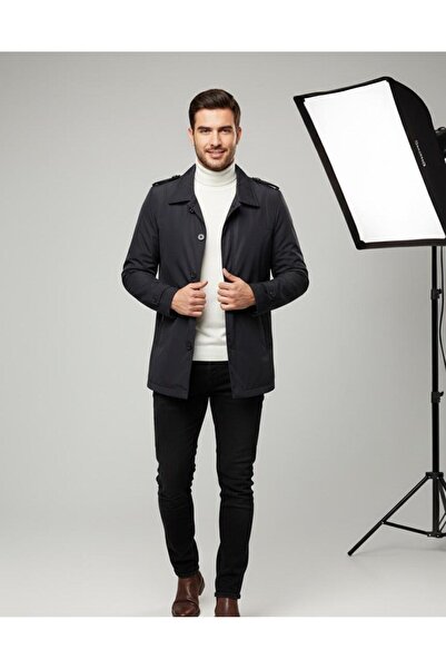 dibcollectionn Men's Business Casual Regular Fit Lined Padded Trench Coat