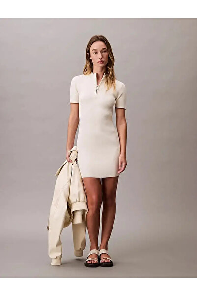 Calvin Klein Naia Nylon Dress Bej Kadın Elbise