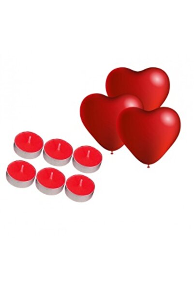 aura love 9-piece set - 6 scented candles and 3 heart-shaped balloons