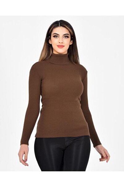 LaFont Women's winter knitted turtleneck, long color, brown