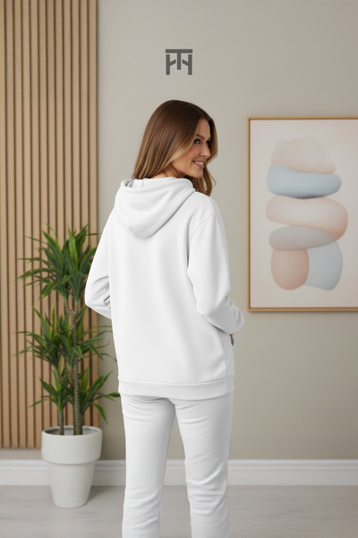 TeksNil Home 100% Cotton Unisex Unprinted Basic Hoodie Hooded Pockets Regular