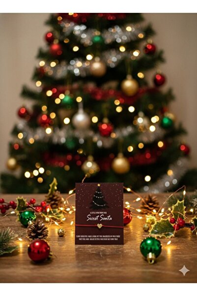 Neşeli Atölyem Unisex Kalpli Kırmızı İpli 2026 Yılbaşı Kartlı Hediyelik Şans ...