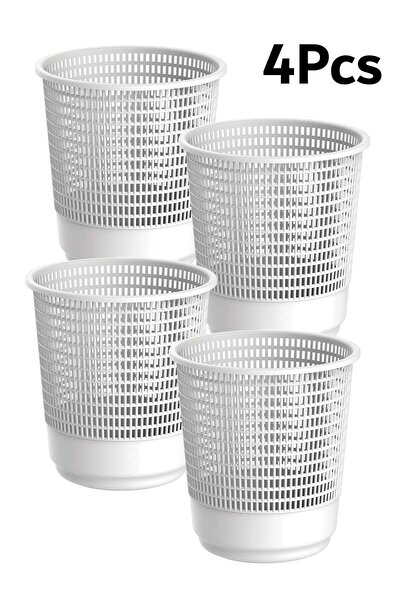 Concept Home 4 Pieces Trash Bin For Offices And Rooms White 8 Liters