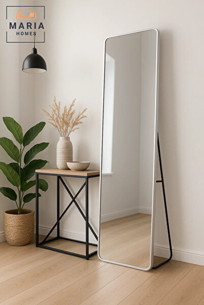 MARIA HOMES مرآة فضية كاملة الطول لغرفة النوم، مرآة حائطية، ديكور منزلي مستطيلة الشكل