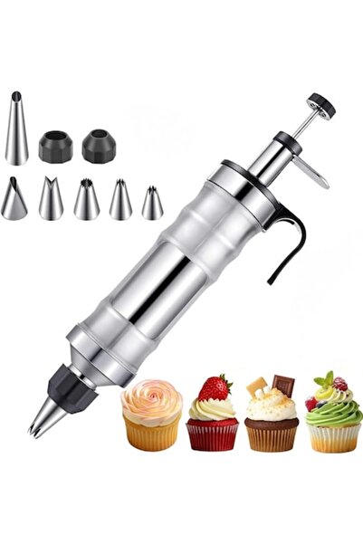 narvara Set profesional de seringi de decorare din oțel inoxidabil, 6 duze, 2...