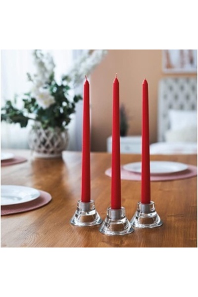 CASA set of 12, decorative Easter candles, 250 x 23 mm, Red