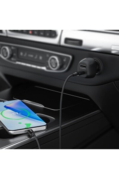 uniq Carbon Car Charger, fast charging, 36 W 2.4 A, USB Type-C, Black