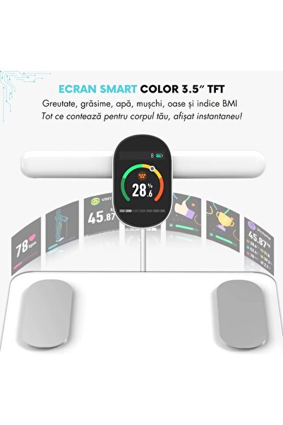 narvara BodyScan X9 Smart Scale — 29 body metrics, 8 BIA sensors, up to 24 users (White/Grey)