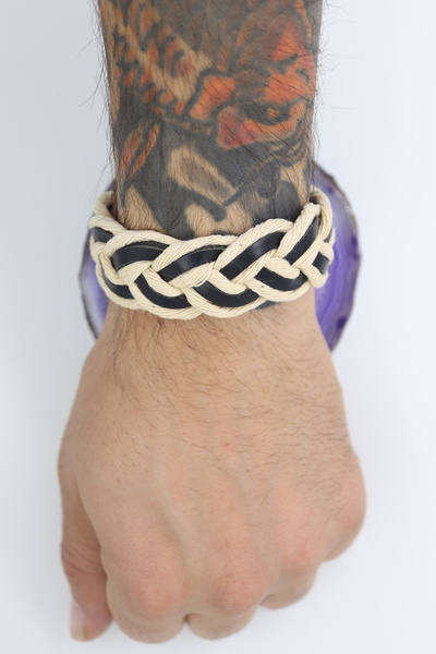 AGB سوار رجالي من القش بنمط حلزوني طراز الطبيعة