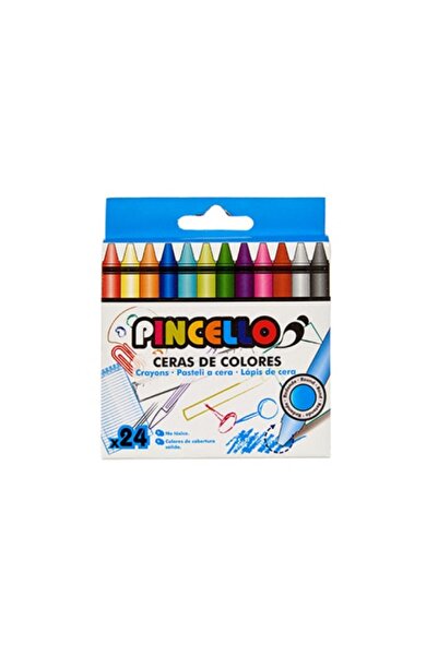 Pincello Set de papetărie - 24 creioane cerate, 90 x 8 mm, multicolore
