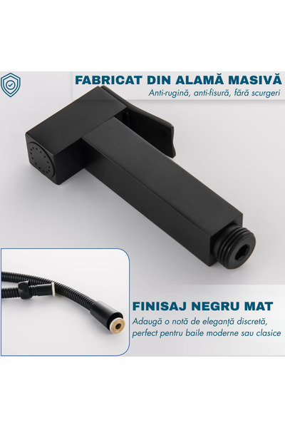 narvara Hygienic Bidet Shower Set, Dual Hot/Cold, Built-in Mixer, Matte Black