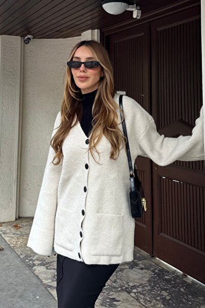 Laluvia Bone Double Pocket Cardigan - 04622