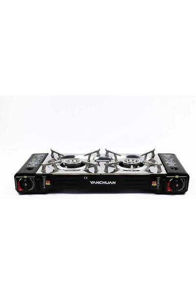 TheMohrim موقد تخييم مزدوج الشعلات يعمل بغاز البوتان مع حقيبة حمل