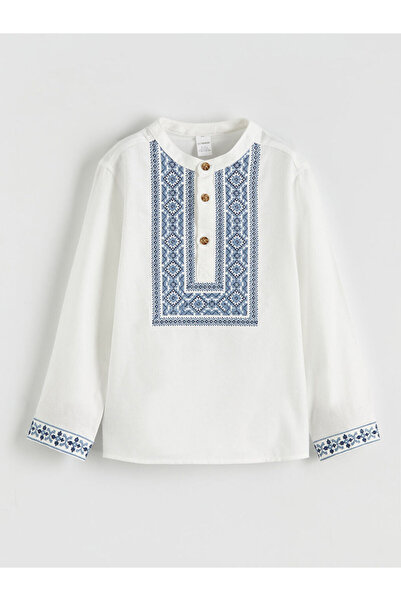 LC Waikiki artı-store'den Beyaz Hakim Yaka Etnik Desenli Erkek Çocuk Gömlek