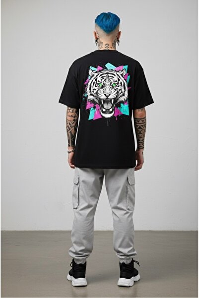 Infire clothing تي شيرت قصة فضفاضة فابور تايجر مطبوع للجنسين
