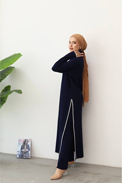 GİYSİ DÜNYASI 57 Triko Fabric Slit Chain Stitched Dress Pants 2-Piece Set