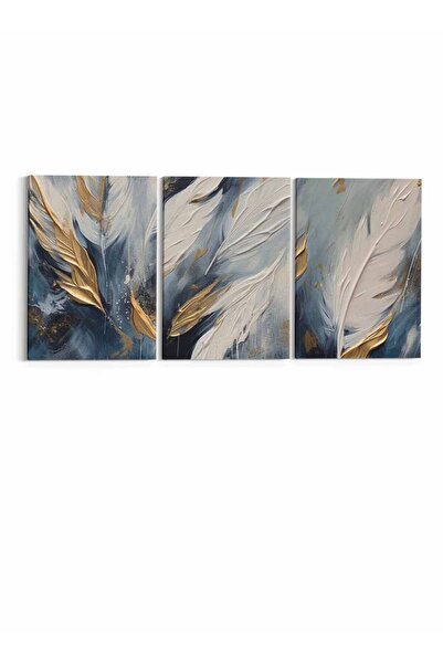 LOWHA Set of 3 Canvas Wall Art Stretched Over Wooden Frame with Abstract Design