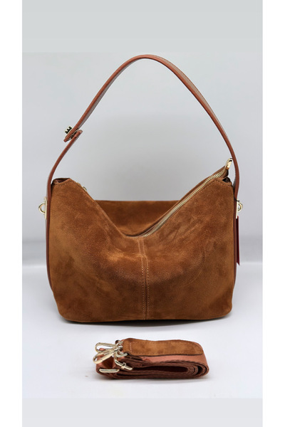 LOTUS AYAKKABI & ÇANTA Hakiki Deri Süet Omuz Çantası