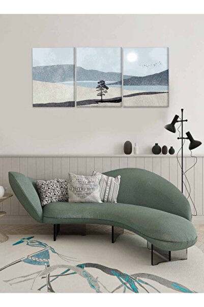 LOWHA Set of 3 Canvas Wall Art Stretched Over Wooden Frame with Snow Abstract Design