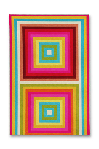 Rugs Modern Halı MOSSO Πολύχρωμα τετράγωνα γεωμετρικά σχήματα με μοτίβο υφαντ...