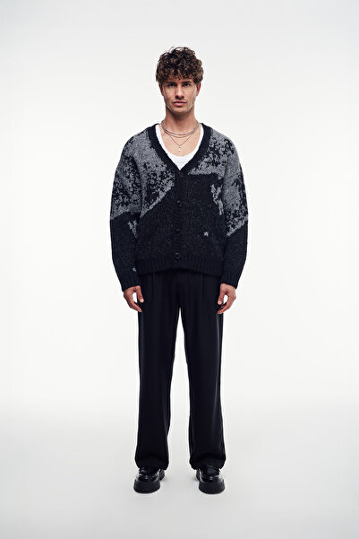 2512 Clothing V Yaka Yumuşak Dokulu Oversize Hırka