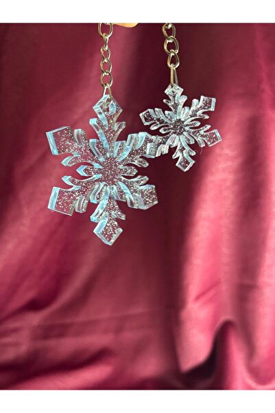 Sirius Hediyelikk 25 adet Elsa, yeni yıl, kar tanesi epoksi anahtarlık (büyük)