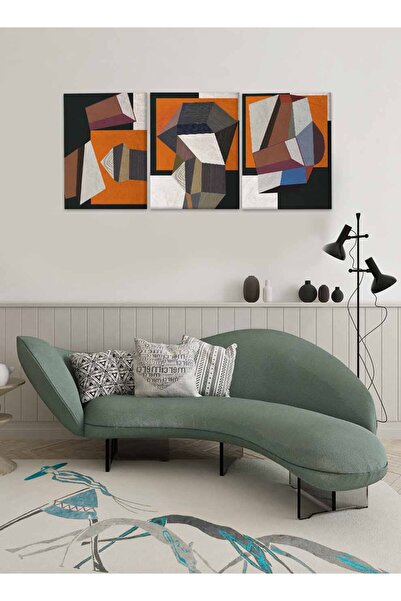 LOWHA Set of 3 Canvas Wall Art Stretched Over Wooden Frame with Abstract Design