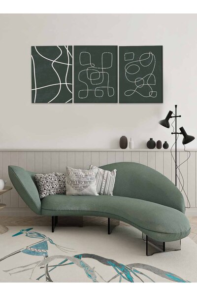 LOWHA مجموعة من 3 لوحات فنية جدارية من القماش مشدودة على إطار خشبي بتصميم متا...