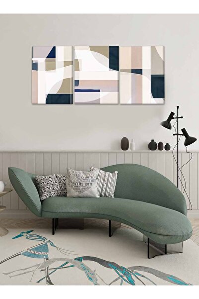 LOWHA Set of 3 Canvas Wall Art Stretched Over Wooden Frame with Shades of Grey Design