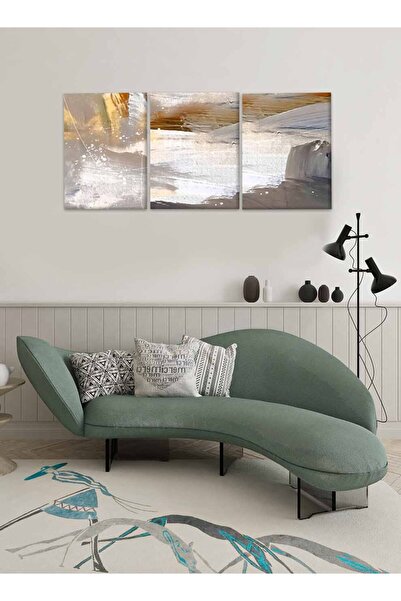 LOWHA مجموعة من 3 لوحات فنية جدارية من القماش مشدودة على إطار خشبي بتصميم تجريدي