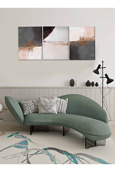 LOWHA مجموعة من 3 لوحات فنية جدارية من القماش مشدودة على إطار خشبي بتصميم تجريدي