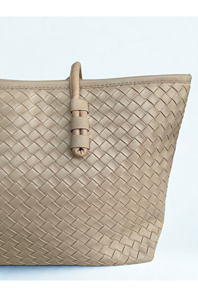 yako Lavia Women's Shoulder Bag – Knitted Pattern, Zippered, Inner Lining, 40×22×10 cm