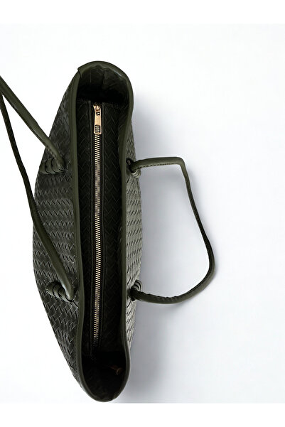 yako Lavia Women's Shoulder Bag – Knitted Pattern, Zippered, Inner Lining, 40×22×10 cm